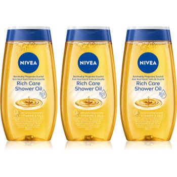 NIVEA Rich Care ulei de dus pentru piele uscata 3 x 200 ml - imagine 2